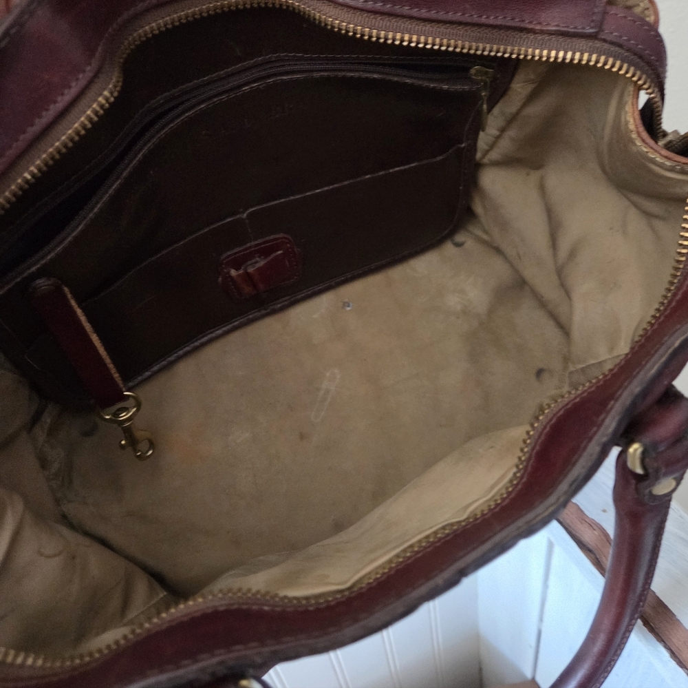 Brahmin leather satchel 13" by 8" Chocolate Brown VTG - Picture 7 of 11